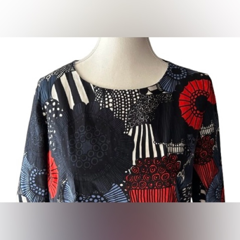 Marimekko Unelma Dress Siirtolapuutarha Pattern Red Black Blue Midi Shift 38 6 - Picture 2 of 12